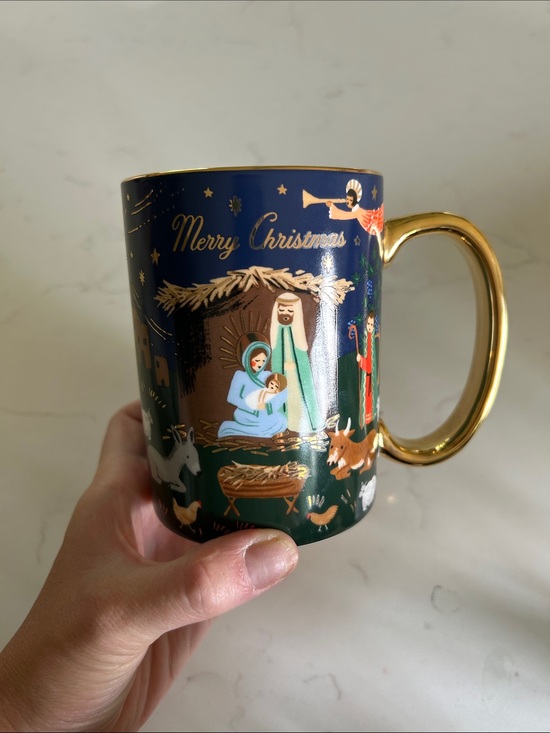 Rifle Paper Co. Other - Rifle Paper Co. Navy and Green 'Joy to the World' Holiday Mug with Gold Handle